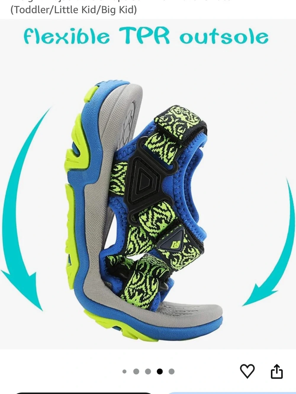 Dream Pairs Neon Green and Blue Patterned Kids Sport Sandals